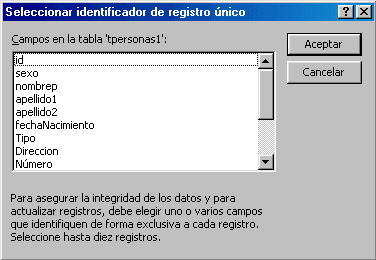 Seleccionamos a chave principal